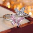 انگشتر سوارسکی طرح پروانه نگین صورتی