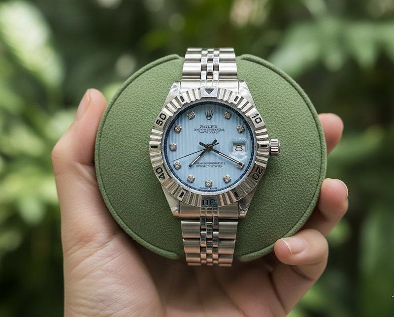 ساعت زنانه رولکس دیت جاست صفحه آبی آسمانی