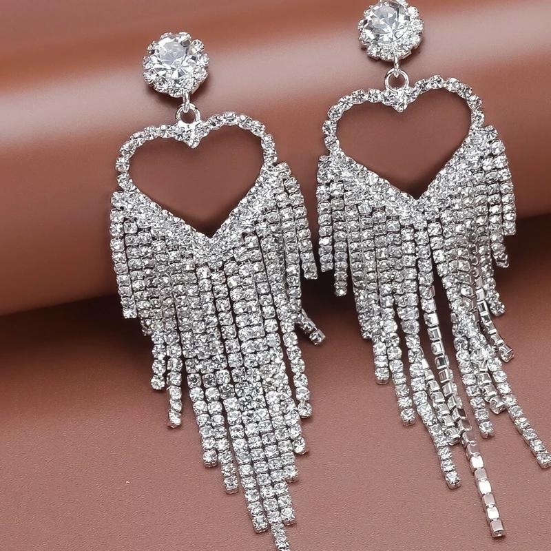 گوشواره زنانه قلب نگین دار دایمان