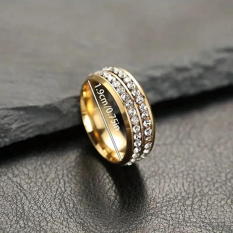 انگشتر حلقه دو لاین نگین دار لوکس