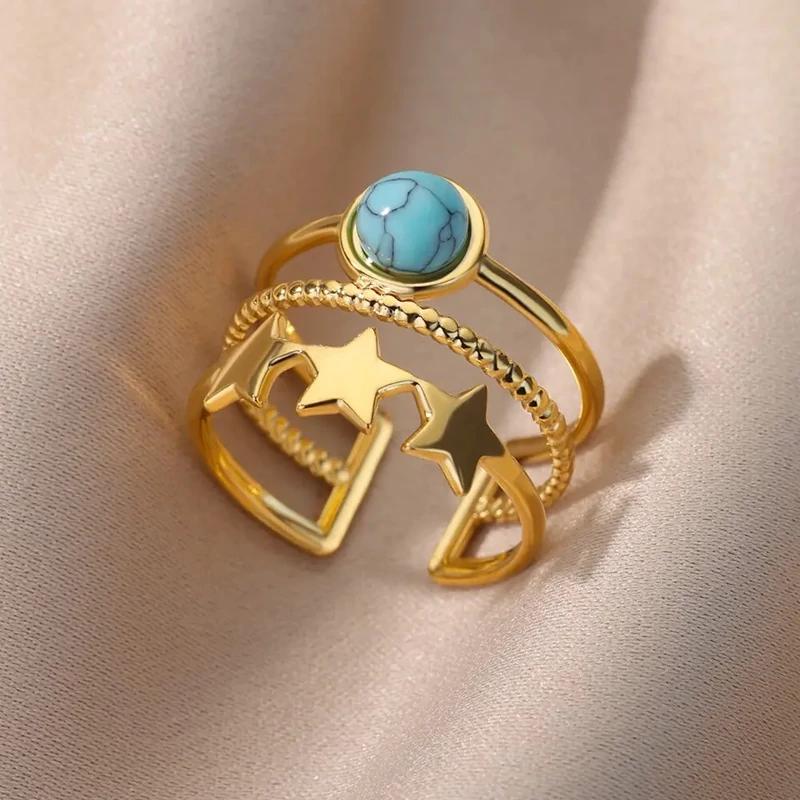 انگشتر سه لاین نگین دار ستاره دار