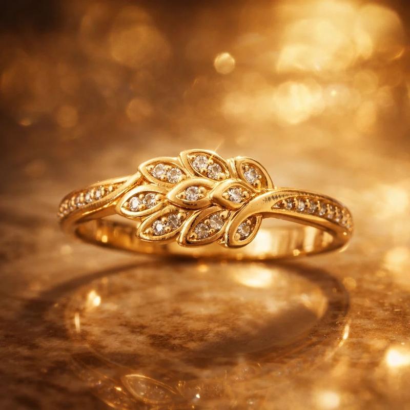 انگشتر زنانه طرح خوشه گندم نگینی