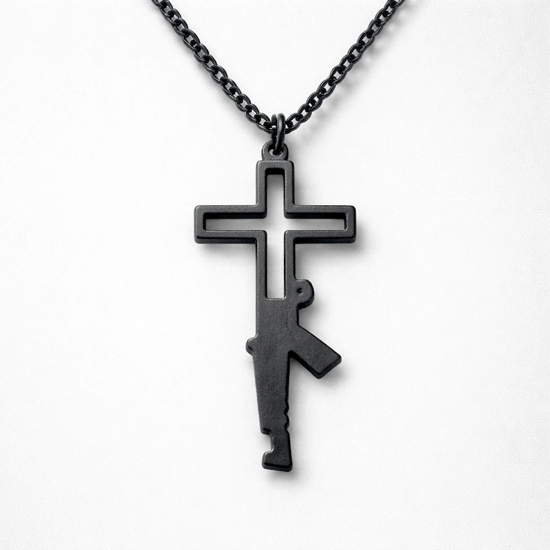 گردنبند صلیب کلاشینکف استیل