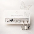 پک گوشواره استیل زنانه طرح پروانه و قلب سه جفت