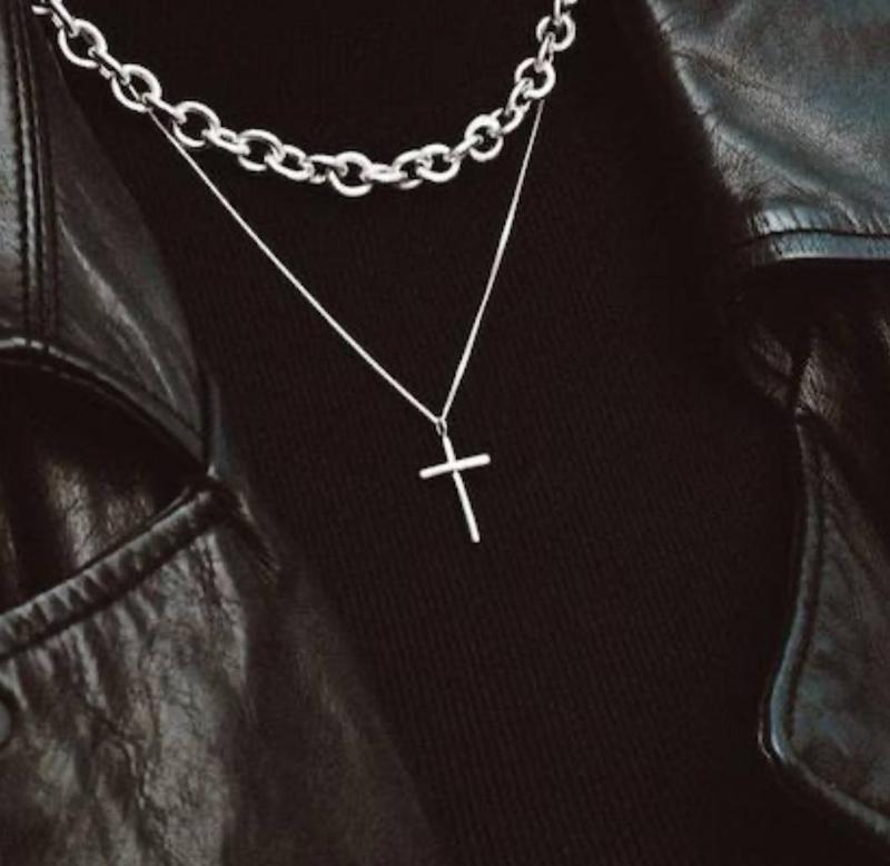 گردنبند دولاین طرح صلیب استیل