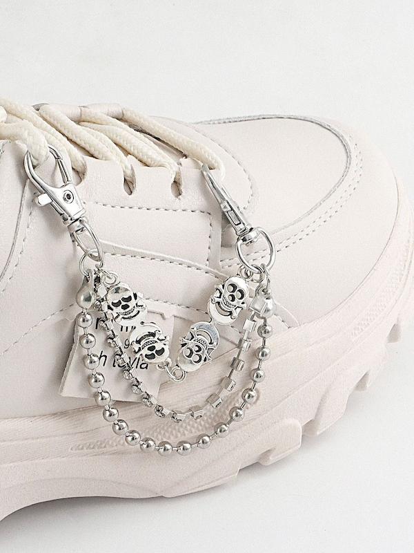 آویز بند کفش زنانه سه لاین طرح جمجمه دزدان دریایی