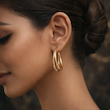 گوشواره زنانه حلقه ای چهار لاین پیچیده لوکس