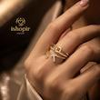 انگشتر زنانه سه لاین لوکس نگین دار و آویز