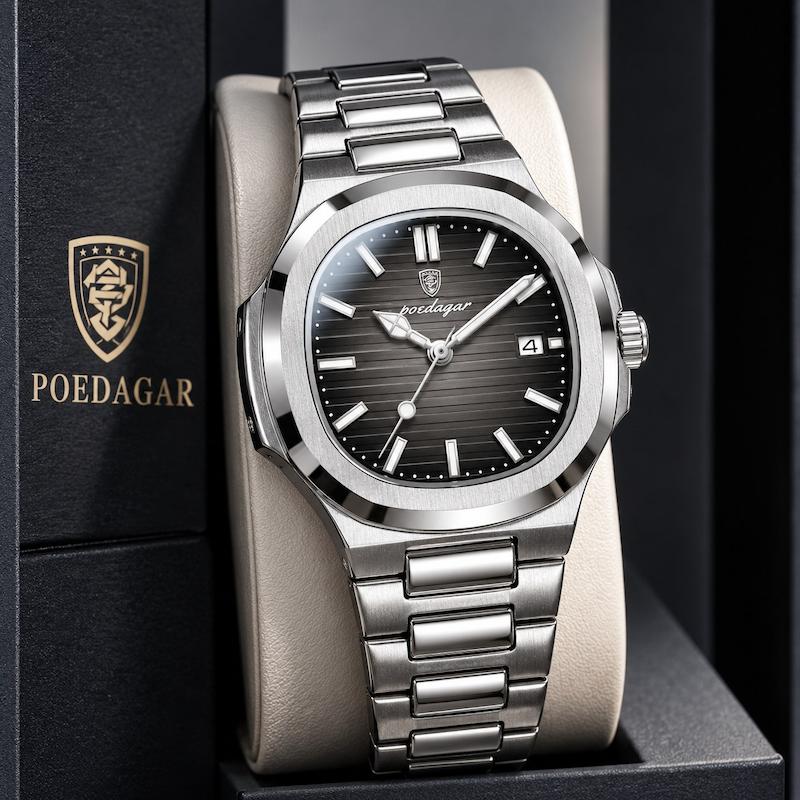 ساعت مردانه poedagar پوداگار مربعی موتور کوارتز