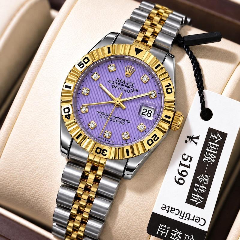 ساعت زنانه رولکس دیت جاست ROLEX صفحه نگینی پاستیلی