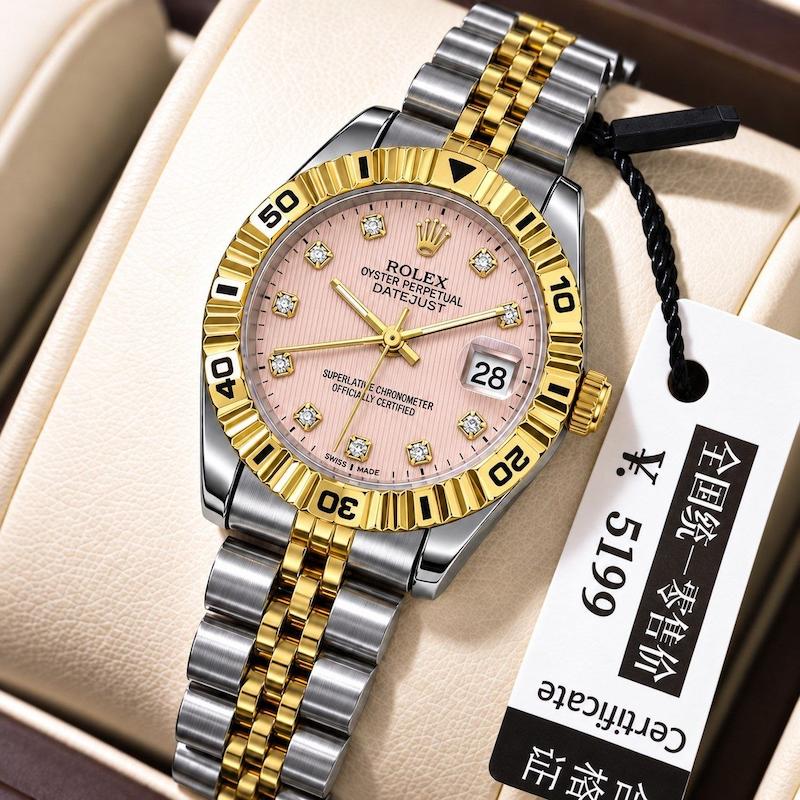 ساعت زنانه رولکس دیت جاست ROLEX صفحه نگینی پاستیلی