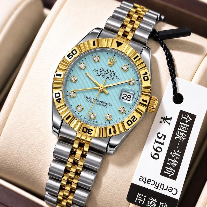 ساعت زنانه رولکس دیت جاست ROLEX صفحه نگینی پاستیلی