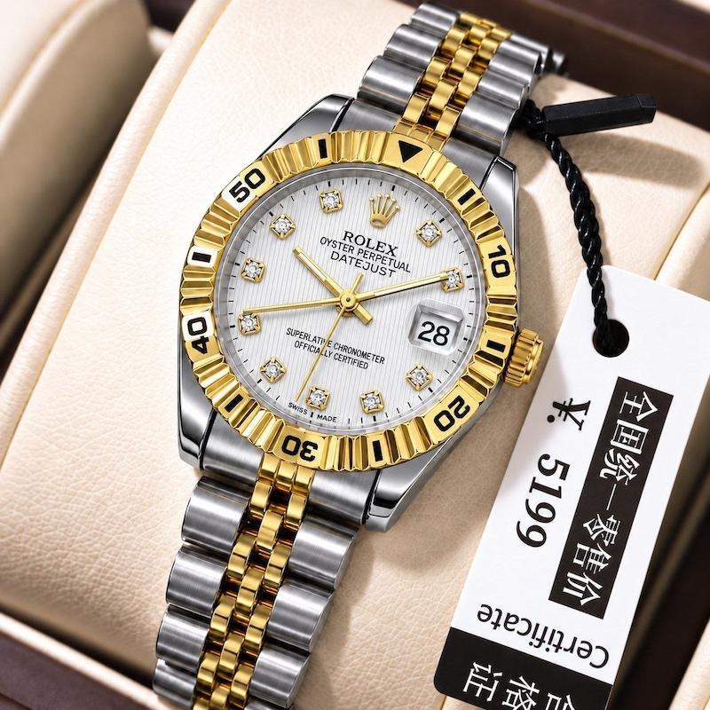 ساعت زنانه رولکس دیت جاست ROLEX صفحه نگینی پاستیلی