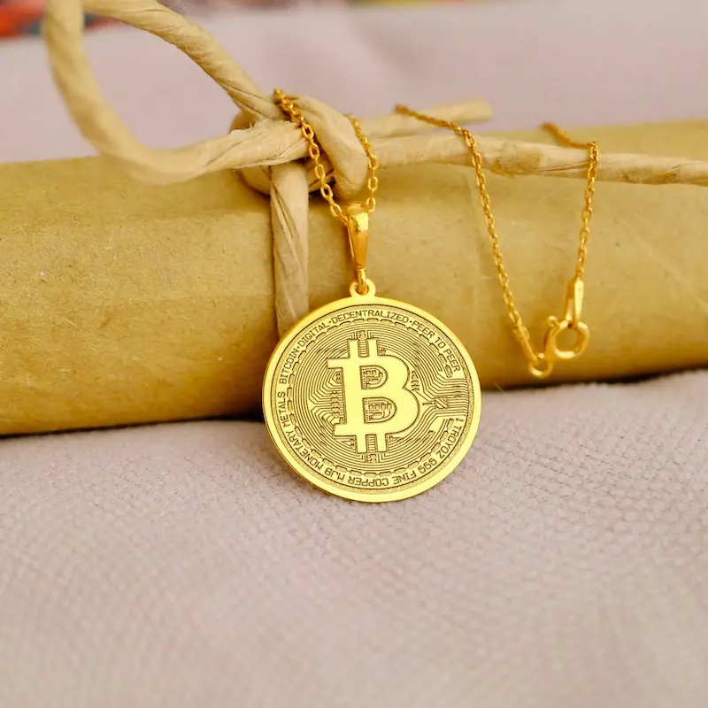 گردنبند مردانه طرح بیت کوین