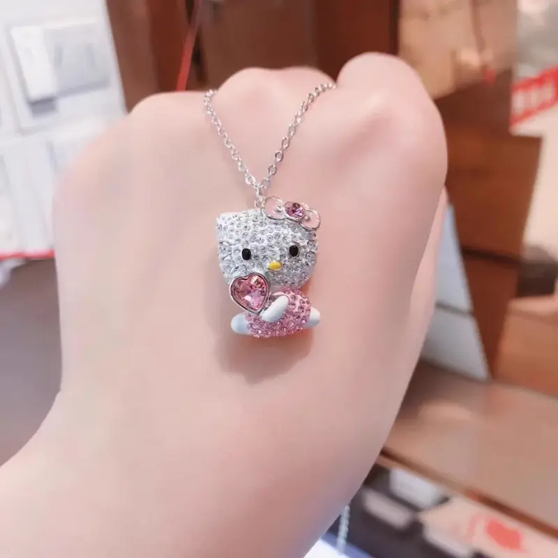 گردنبند زنانه دخترانه طرح کیتی Hello Kitty نگین کاری جواهری