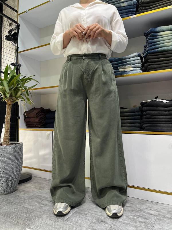 شلوار سیلک سبز لجنی