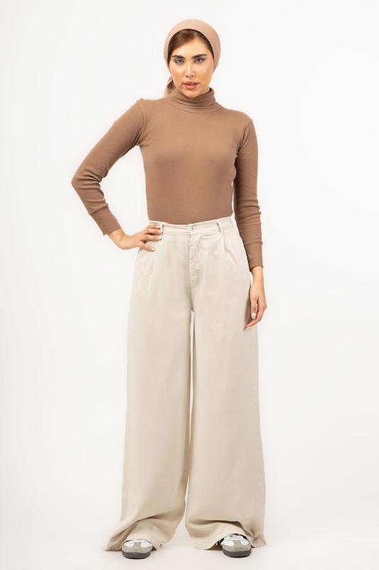 شلوار سیلک کرم استخوانی