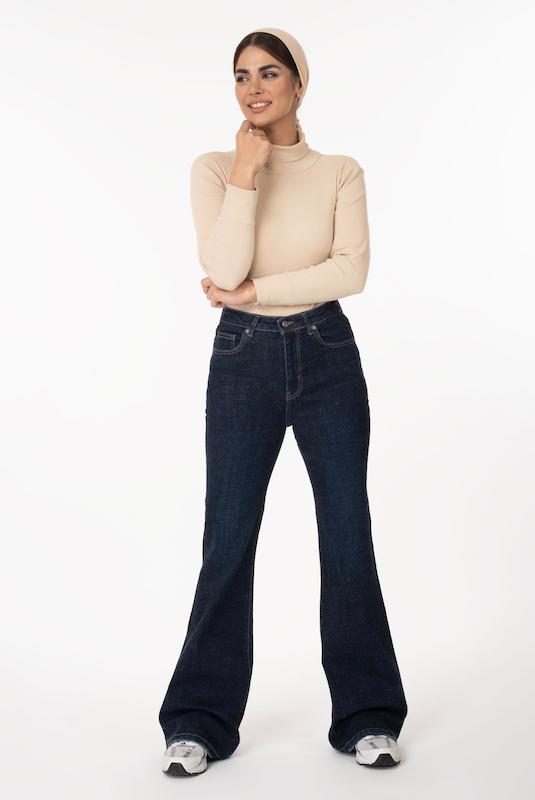 شلوار جین فلکس بوت کات کمر ساده