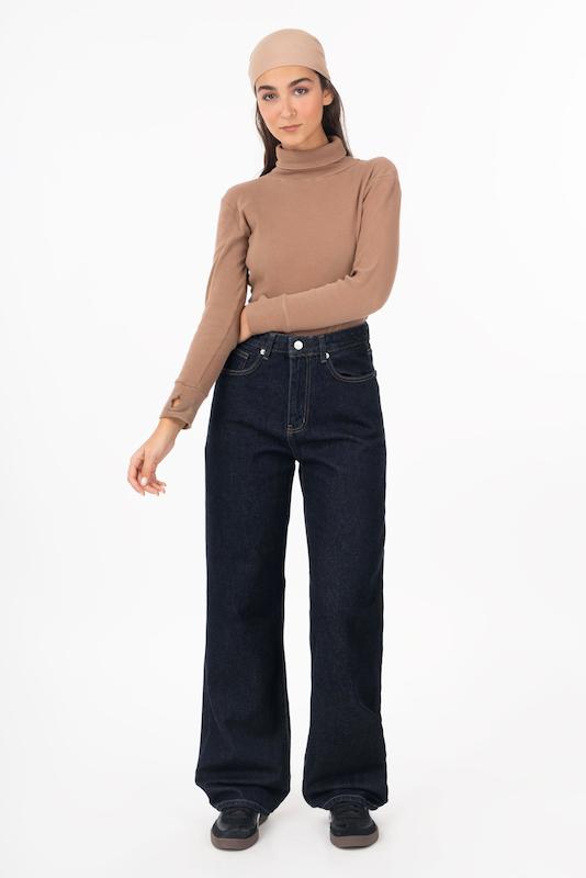 شلوار جین راسته لاین کمر ساده