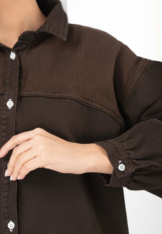 شومیز کتان ترکیبی پایین هلال