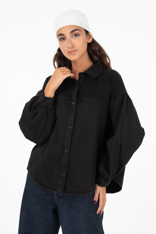 شومیز کتان ترکیبی پایین هلال