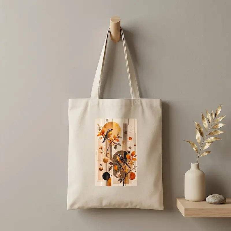 توت بگ پارچه ای متقال طرح پرنده و پاییز 