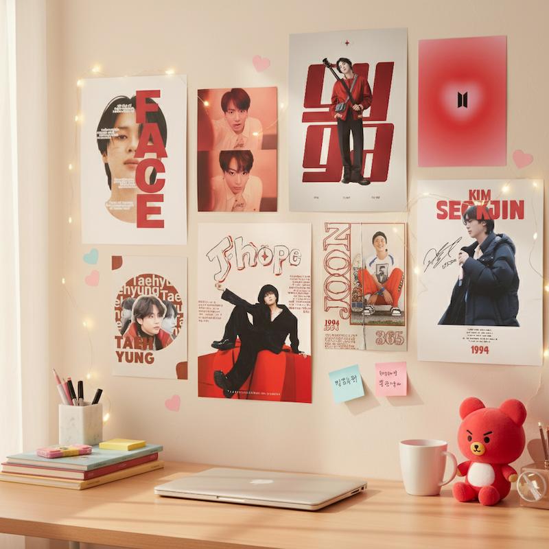 🍓 BTS Poster Pack – پک پوستر بی‌تی‌اس - تم قرمز 