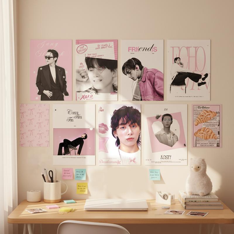 🎀 BTS Poster Pack |  پک پوستر بی‌تی‌اس - تم صورتی 