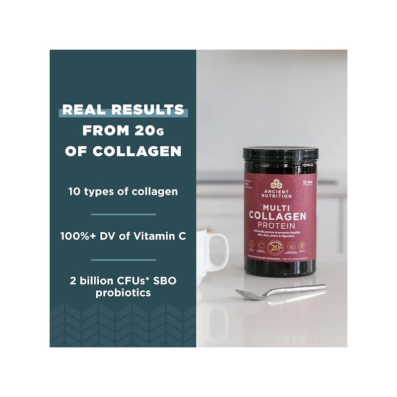 مولتی کلاژن پپتاید پروتئین ایشنت ناتریشن Ancient Nutrition Multi Collagen Powder Protein with Probiotics 