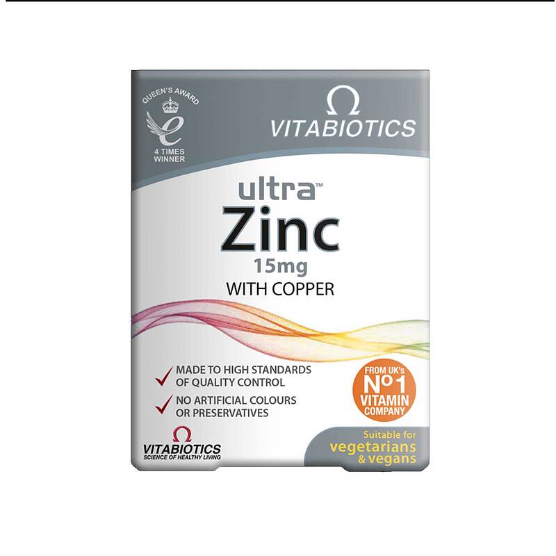 قرص زینک + مس  ویتابیوتیکس Vitabiotics Ultra Zinc with Copper