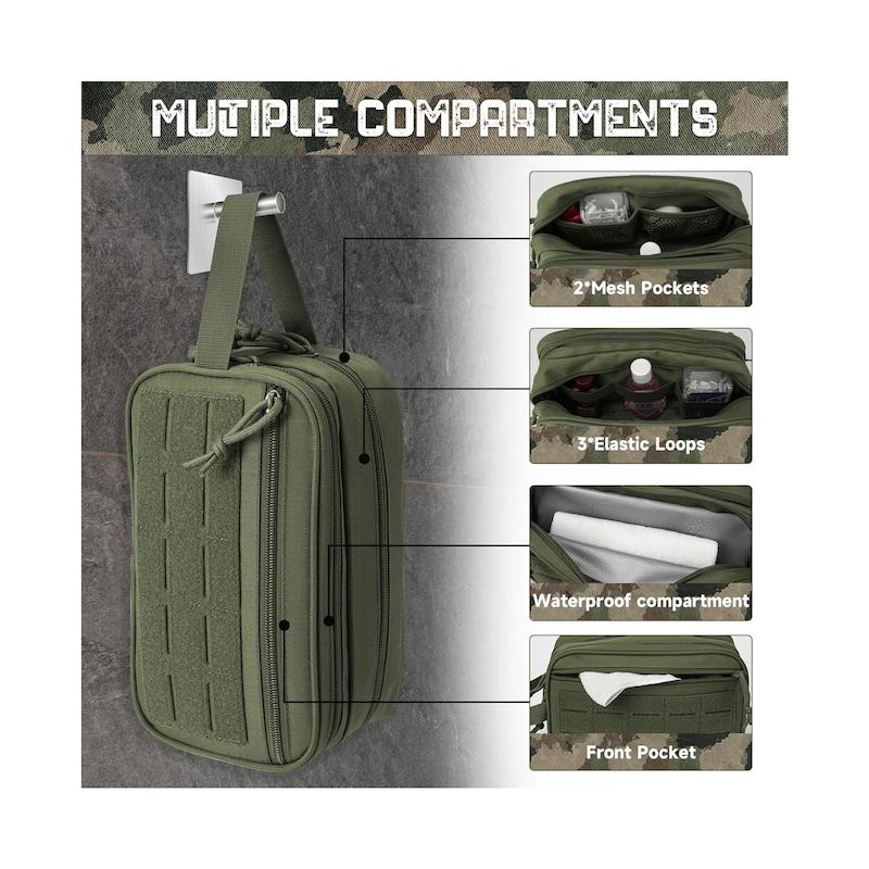 بگ لوازم بهداشتی تاکتیکی QT&QY Tactical Toiletry Bag For Men Hygiene Bag EDC Military Tool Molle Pouches Small Dopp Kit Mens Shaving Kit Travel shower Bags