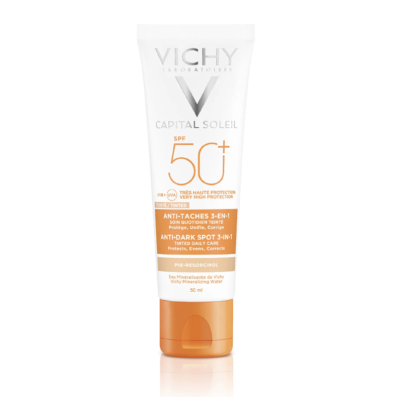 ضدآفتاب ضدلک رنگی ویشی مدل VICHY Capital Soleil Anti-Dark Spot 3-in1 tinted SPF 50