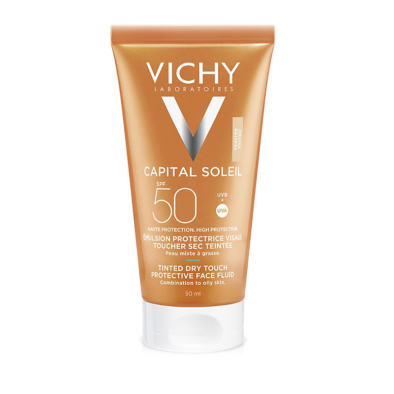 ضدآفتاب رنگی پوست چرب ویشی مدل VICHY Capital Soieil Tinted Dry Touch Fluid SPF 50