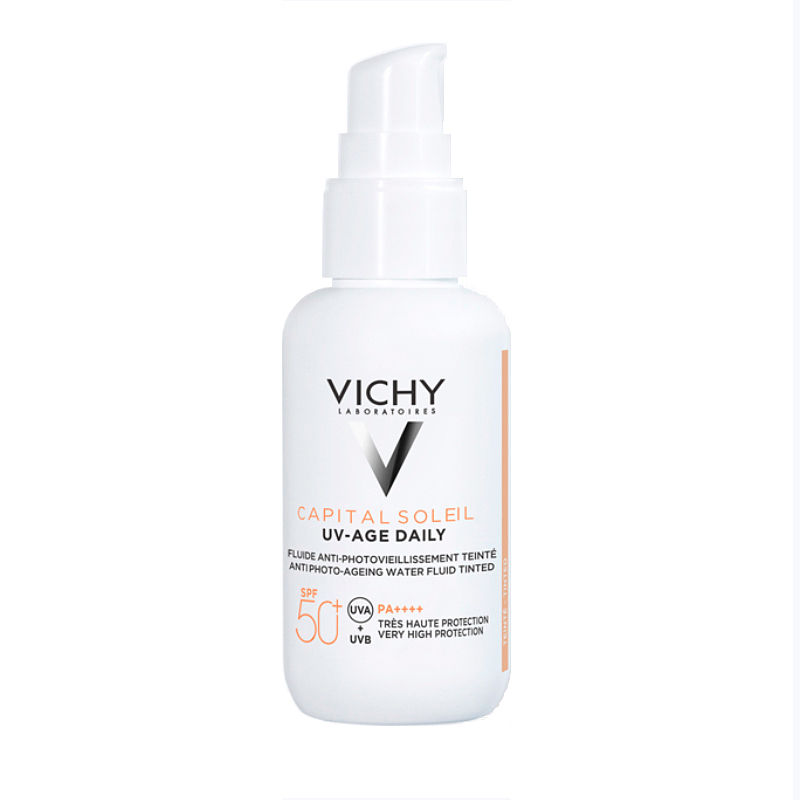 فلوئيد ضدآفتاب رنگی SPF 50 ویشی مدل VICHY SPF 50 capital soleil UV-AGE DAILY TINTED fluid