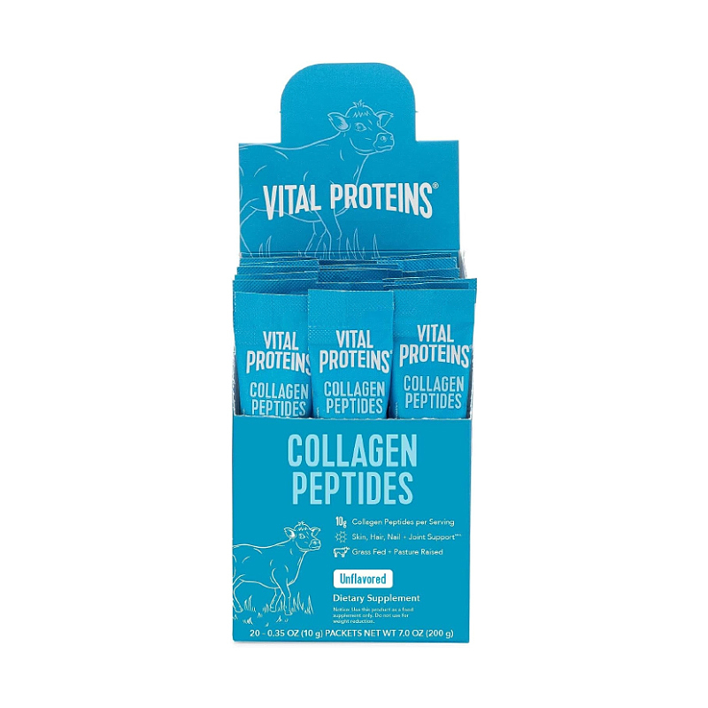 کلاژن پپتید ساشه ای ویتال پروتئین Vital Proteins Dairy and Gluten-Free Hydrolyzed Collagen Peptides Powder Supplement Travel Packs (Type I, III,20ct Per Box)