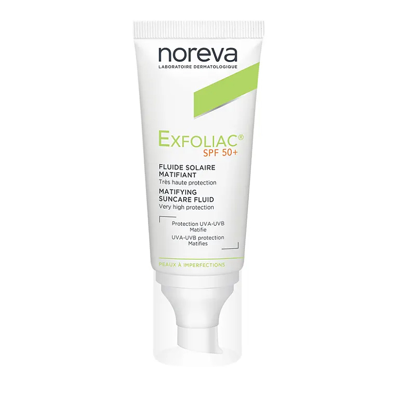 فلوئید ضد آفتاب SPF 50 اکسفولیاک نوروا Noreva Exfoliac Matifying Suncare Fluid SPF 50