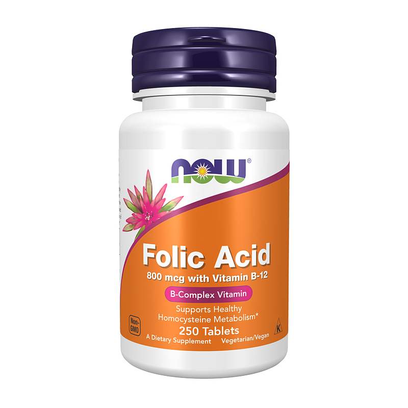 اسید فولیک ناو Now Folic Acid mcg with Vitamin B-12