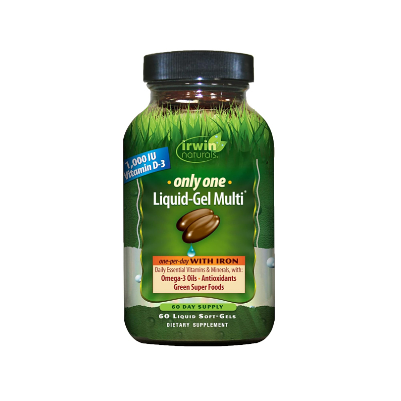 مولتی ویتامین اونلی وان لیکوید ژل اروین نچرالز Irwin Naturals Only One Liquid-Gel Multi with Iron Daily Essential Vitamins