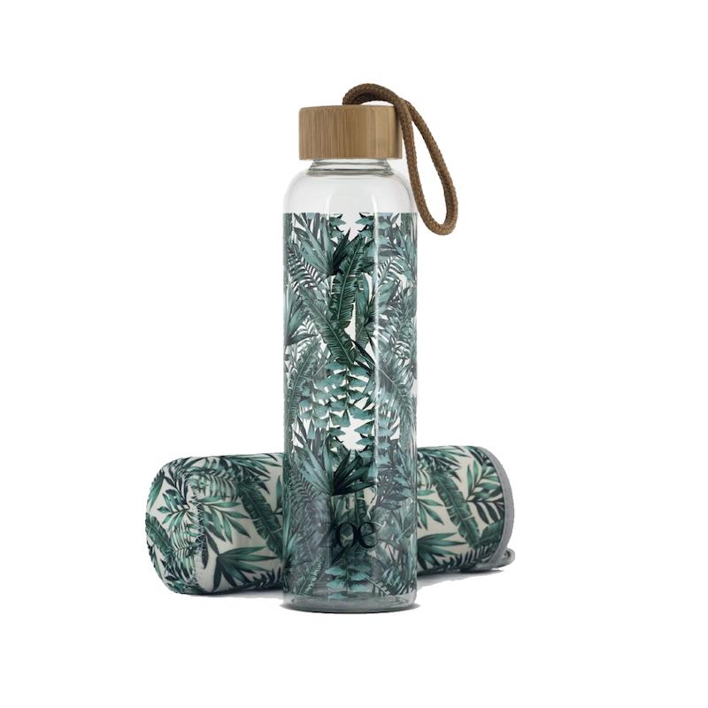 بطری شیشه ای زو ناتریشن Zoe Bamboo Glass Bottle Tropic Green