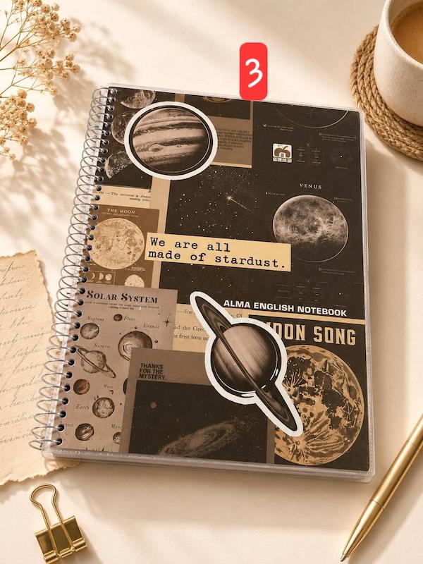 دفتر زبان آلما با طرح کهکشانی Moon Song