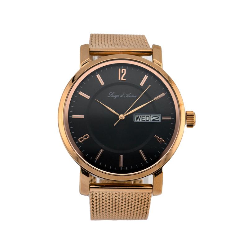 ساعت مچی مردانه لوییجی د آنا بند حصیری رزگلد