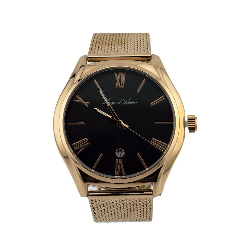 ساعت مچی مردانه لوییجی د آنا بند حصیری رزگلد