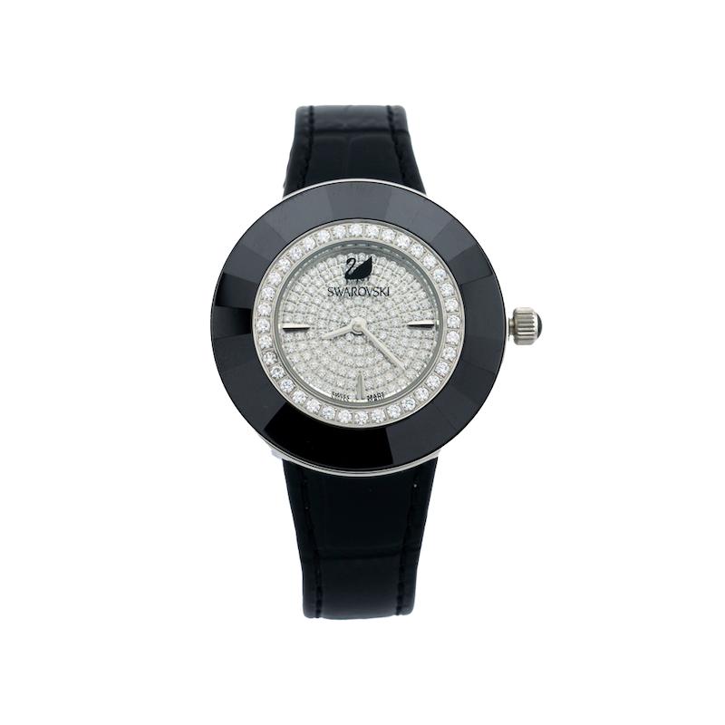 ساعت مچی زنانه سواروسکی - Swarovski Black Leather