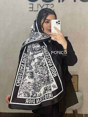 شال ابریشم DIOR جنگلی حاشیه مشکی2159