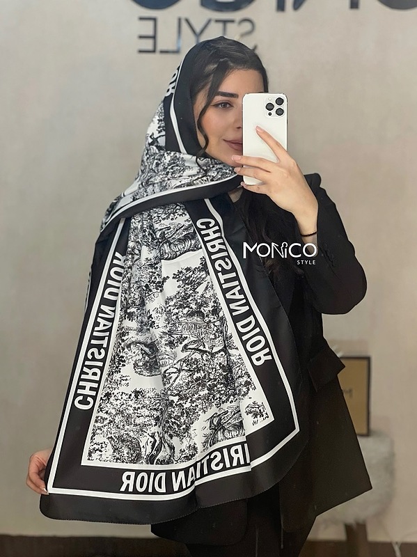 شال ابریشم DIOR جنگلی حاشیه مشکی2159