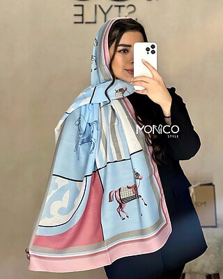 شال نخی HERMES آبی صورتی کد2416