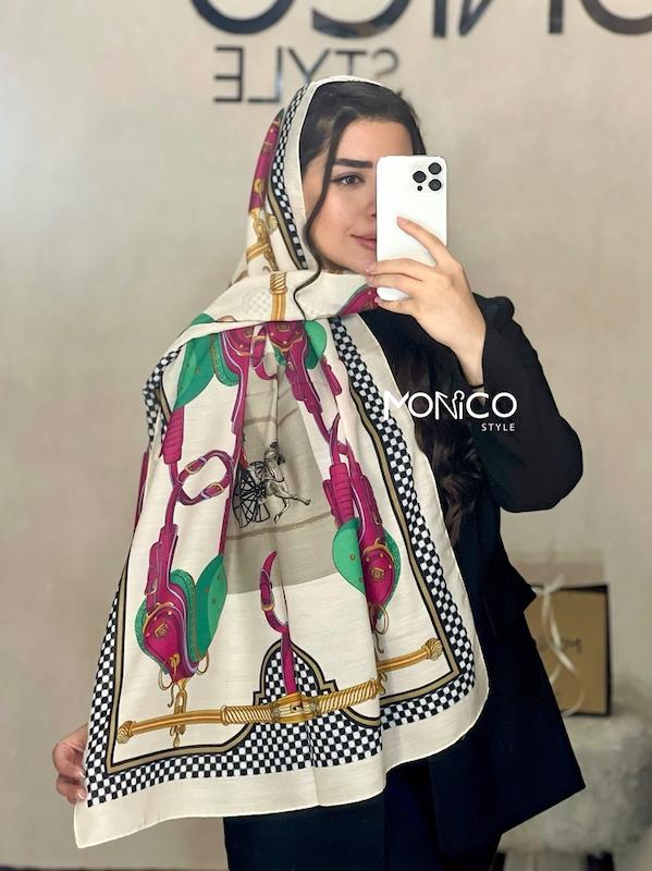 شال نخی HERMES سرخابی سبز کد2427