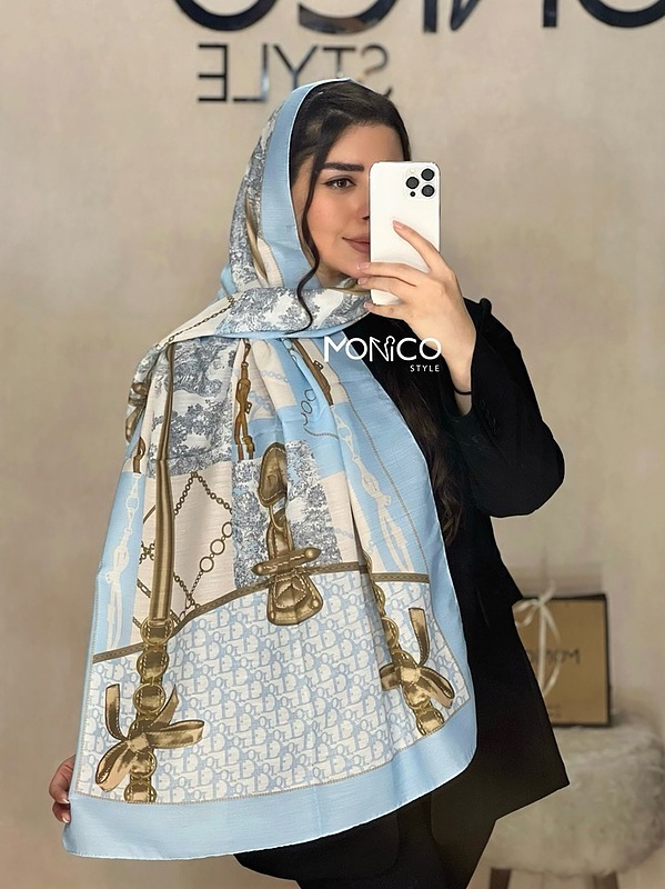 شال نخی DIOR آبی روشن کد2445