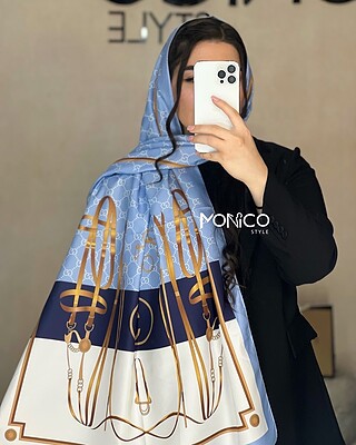 شال ابریشم GUCCI آبی کد2466