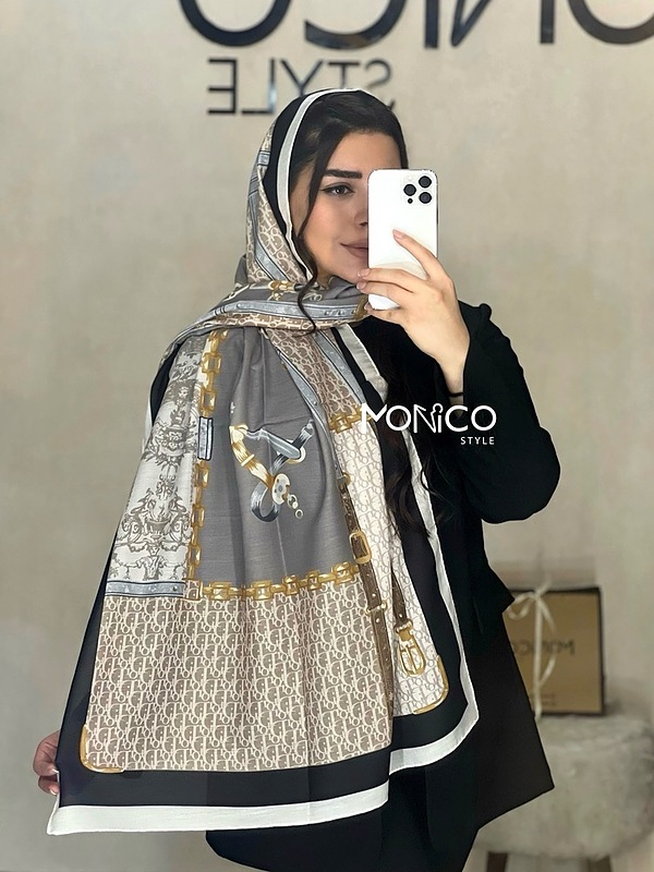 شال نخی DIOR مشکی کرم کد2627